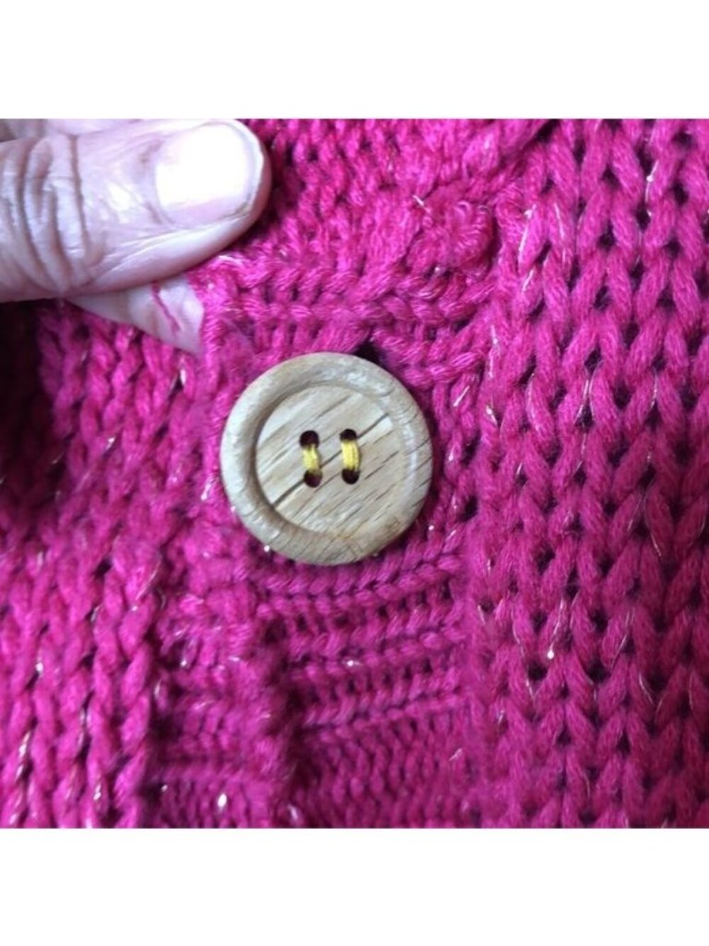 Vero Moda Womens Pink Metallic Knit Belted Collared Button Cardigan Sweater - Picture 4 of 9